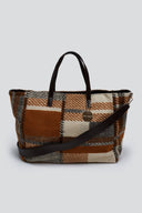 Τσάντα shopper με ύφασμα και print - Καφέ - thefashionproject.gr - ALEX - MAX