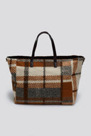 Τσάντα shopper με ύφασμα και print - Καφέ - thefashionproject.gr - ALEX - MAX
