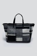 Τσάντα shopper με ύφασμα και print - Μαύρο - thefashionproject.gr - ALEX - MAX