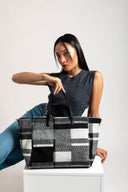 Τσάντα shopper με ύφασμα και print - Μαύρο - thefashionproject.gr - ALEX - MAX