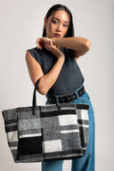 Τσάντα shopper με ύφασμα και print - Μαύρο - thefashionproject.gr - ALEX - MAX