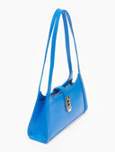 Τσάντα ώμου με μεταλλικό κούμπωμα - Μπλε - thefashionproject.gr - The Fashion Project