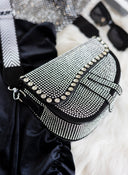 Τσαντάκι με στρας και λουρί - Μαύρο - thefashionproject.gr - The Fashion Project