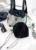 Τσαντάκι χειρός με strass - Μαύρο - thefashionproject.gr - The Fashion Project