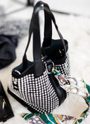 Τσαντάκι χειρός με strass - Μαύρο - thefashionproject.gr - The Fashion Project