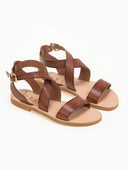 Σανδάλια δερμάτινα με crossover μπαρέτα Iris Sandals