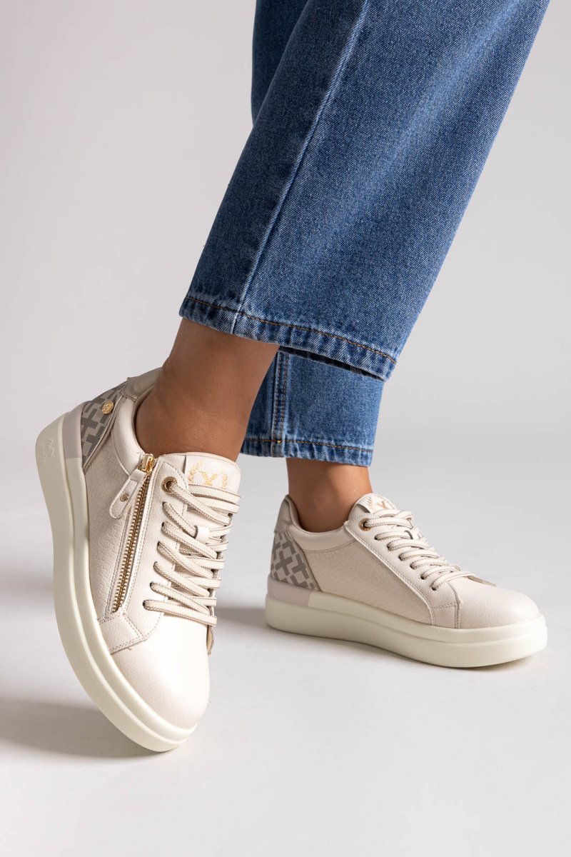 Xti 144233 Sneakers with Zipper - Beige Matte - thefashionproject.gr - Xti Footwear