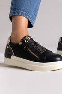 Xti 144233 Sneakers with Zipper - Black Matte - thefashionproject.gr - Xti Footwear