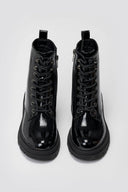 Xti 144296 Patent Lace - Up Combat Boots - Black Patent - thefashionproject.gr - Xti Footwear