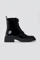 Xti 144296 Patent Lace - Up Combat Boots - Black Patent - thefashionproject.gr - Xti Footwear