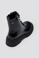 Xti 144296 Patent Lace - Up Combat Boots - Black Patent - thefashionproject.gr - Xti Footwear