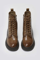 Xti 144296 Patent Lace - Up Combat Boots - Light Brown Patent - thefashionproject.gr - Xti Footwear