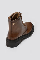 Xti 144296 Patent Lace - Up Combat Boots - Light Brown Patent - thefashionproject.gr - Xti Footwear