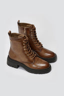 Xti 144296 Patent Lace - Up Combat Boots - Light Brown Patent - thefashionproject.gr - Xti Footwear