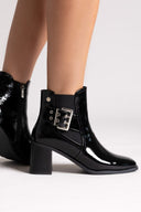 Xti 144315 Patent Ankle Boots with Buckle - Black Patent - thefashionproject.gr - Xti Footwear