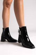 Xti 144315 Patent Ankle Boots with Buckle - Black Patent - thefashionproject.gr - Xti Footwear