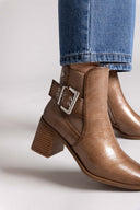 Xti 144315 Patent Ankle Boots with Buckle - Light Brown Patent - thefashionproject.gr - Xti Footwear