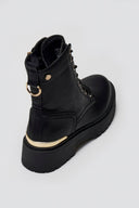 Xti 144391 Combat Boots with Metal Detail - Black Matte - thefashionproject.gr - Xti Footwear