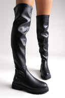 Xti 144392 Suede Over - the - Knee Boots - Black Matte - thefashionproject.gr - Xti Footwear