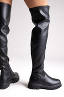 Xti 144392 Suede Over - the - Knee Boots - Black Matte - thefashionproject.gr - Xti Footwear