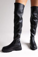 Xti 144392 Suede Over - the - Knee Boots - Black Matte - thefashionproject.gr - Xti Footwear