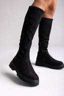 Xti 144393 Suede Stretch Boots - Black Suede - thefashionproject.gr - Xti Footwear