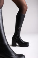 Xti 144707 Suede Sock Boots Block Heel - Black Matte - thefashionproject.gr - Xti Footwear