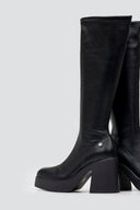 Xti 144707 Suede Sock Boots Block Heel - Black Matte - thefashionproject.gr - Xti Footwear