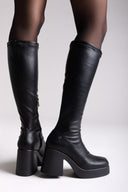 Xti 144707 Suede Sock Boots Block Heel - Black Matte - thefashionproject.gr - Xti Footwear
