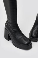 Xti 144707 Suede Sock Boots Block Heel - Black Matte - thefashionproject.gr - Xti Footwear