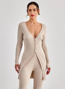 Ζακέτα με ριμπ πλέξη ONLY 15310507 - Μπεζ - thefashionproject.gr - ONLY