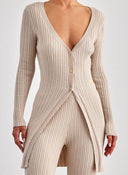 Ζακέτα με ριμπ πλέξη ONLY 15310507 - Μπεζ - thefashionproject.gr - ONLY