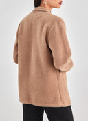 Ζακέτα σενίλ με εφέ τσέπες - Κάμελ - thefashionproject.gr - FN - FASHION