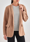 Ζακέτα σενίλ με εφέ τσέπες - Κάμελ - thefashionproject.gr - FN - FASHION