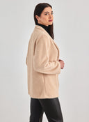 Ζακέτα σενίλ με εφέ τσέπες - Μπεζ - thefashionproject.gr - FN - FASHION